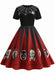 1950er Halloween Spinnennetz Druck Patchwork Kleid
