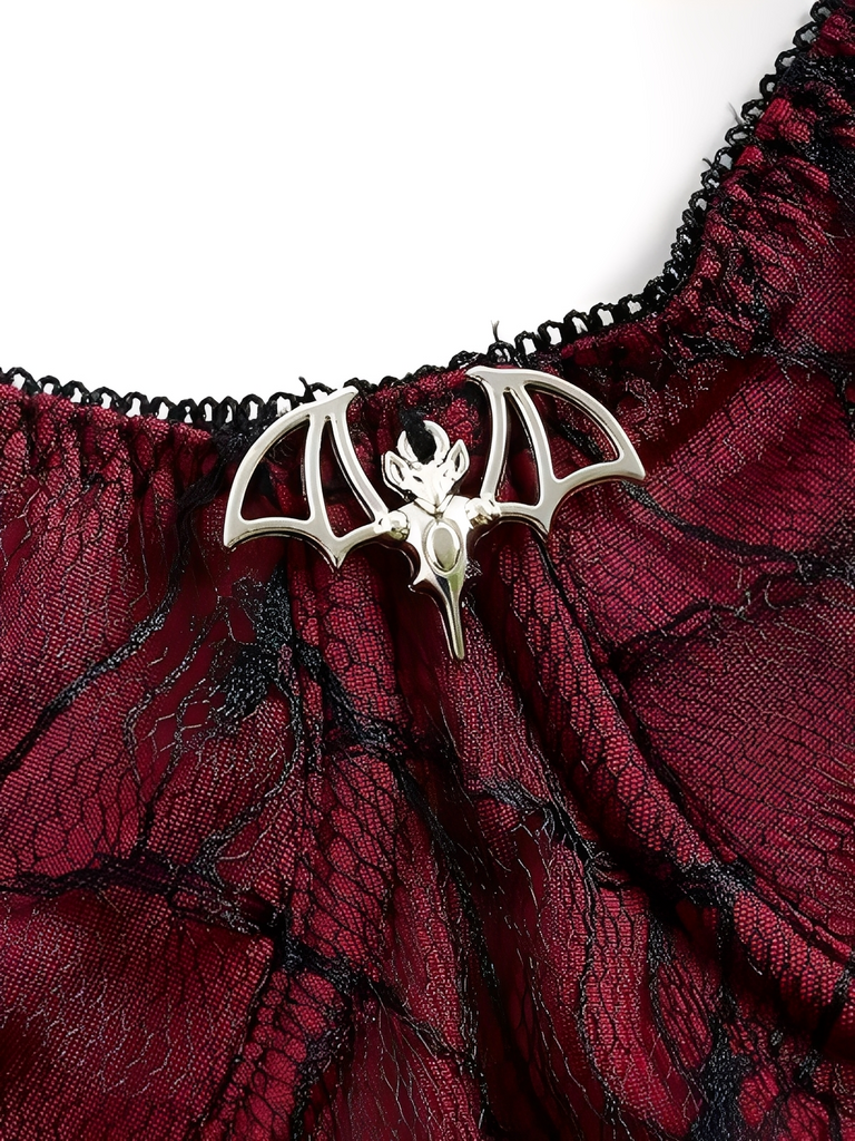 Weinrot 1970er Schläger Spinnennetz Spitze Camisole