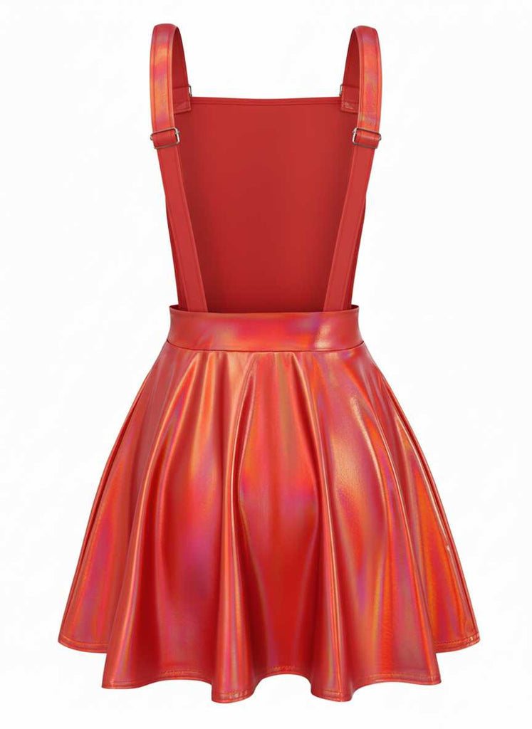 1970er Metallisch Holographic Suspender Kleid