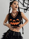 Schwarz 1970er Halloween Kürbis Gesicht Pullover Weste