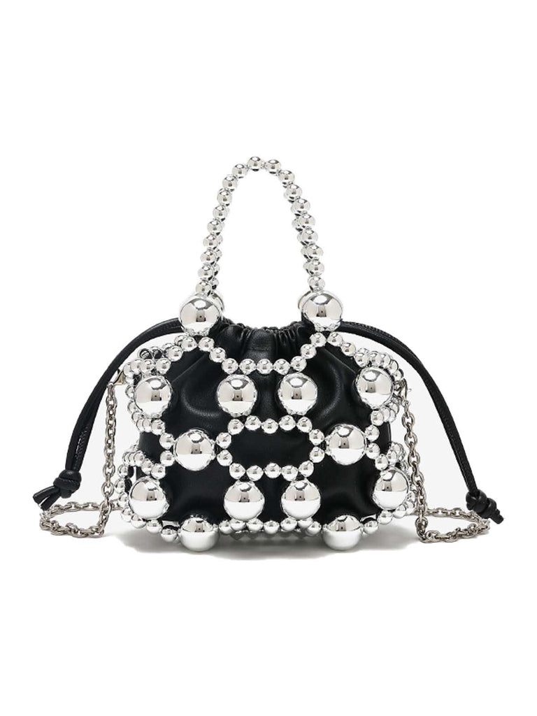 Metallisch Perlen Kordelzug Mini Beutel Tasche