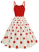 1970er Träger Patchwork Polka Dots Swing Kleid