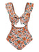 1930er Blumen Rüschen Cutout Einteiliger Badeanzug