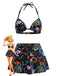 30er Tropen Bikini-Set mit Neckholder und Blumen