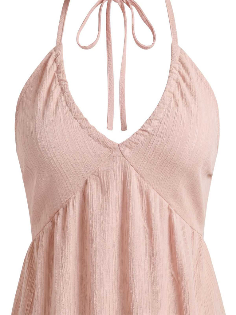 30er Maxikleid mit V-Ausschnitt und Neckholder