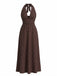 30er Maxikleid mit Polka-Dots und V-Ausschnitt