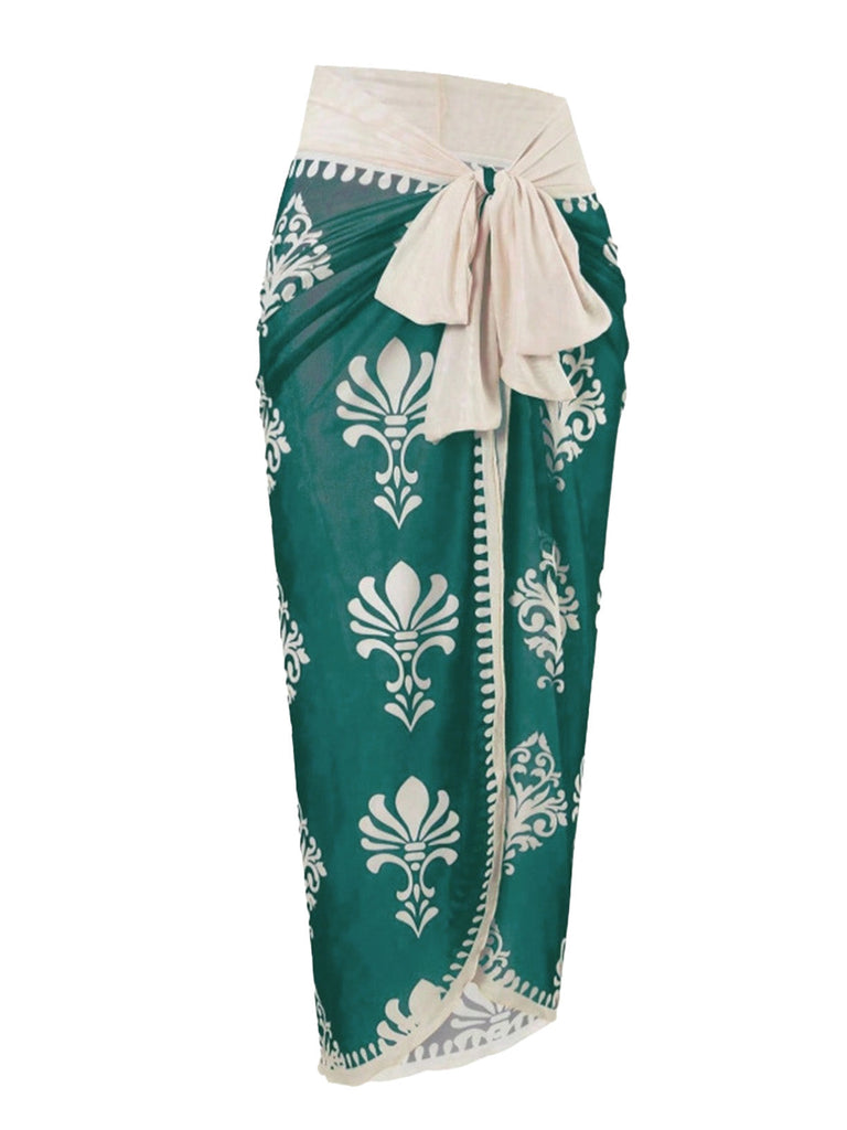 70er Boho Badeanzug & Cover-Up mit Blumen und Gedruckt