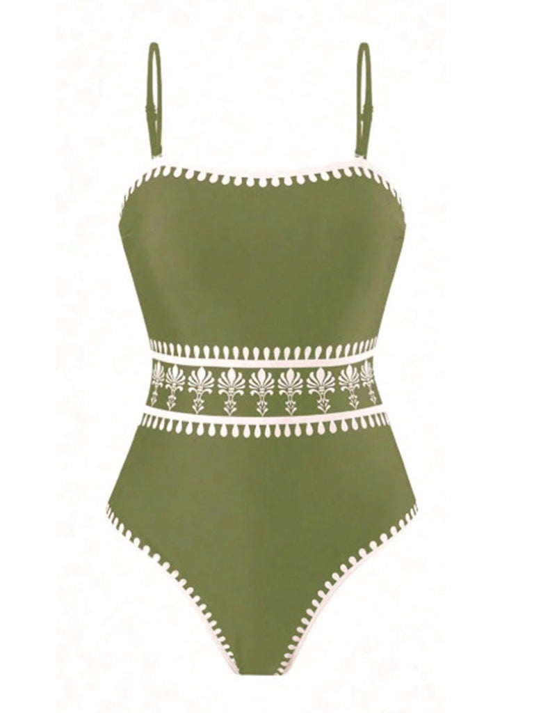 70er Boho Badeanzug & Cover-Up mit Blumen und Gedruckt