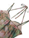 Kleid aus den 1930er Jahren mit Rosenmuster, Fischgrätmuster, Raffungen und Schlitz