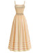 Gestreiftes Spaghettiträgerkleid aus den 1930er Jahren – Vintage-Kleid, Retro-Mode, Rockabilly