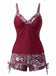 70er Bohemian Tankini-Set mit V-Ausschnitt und Riemen