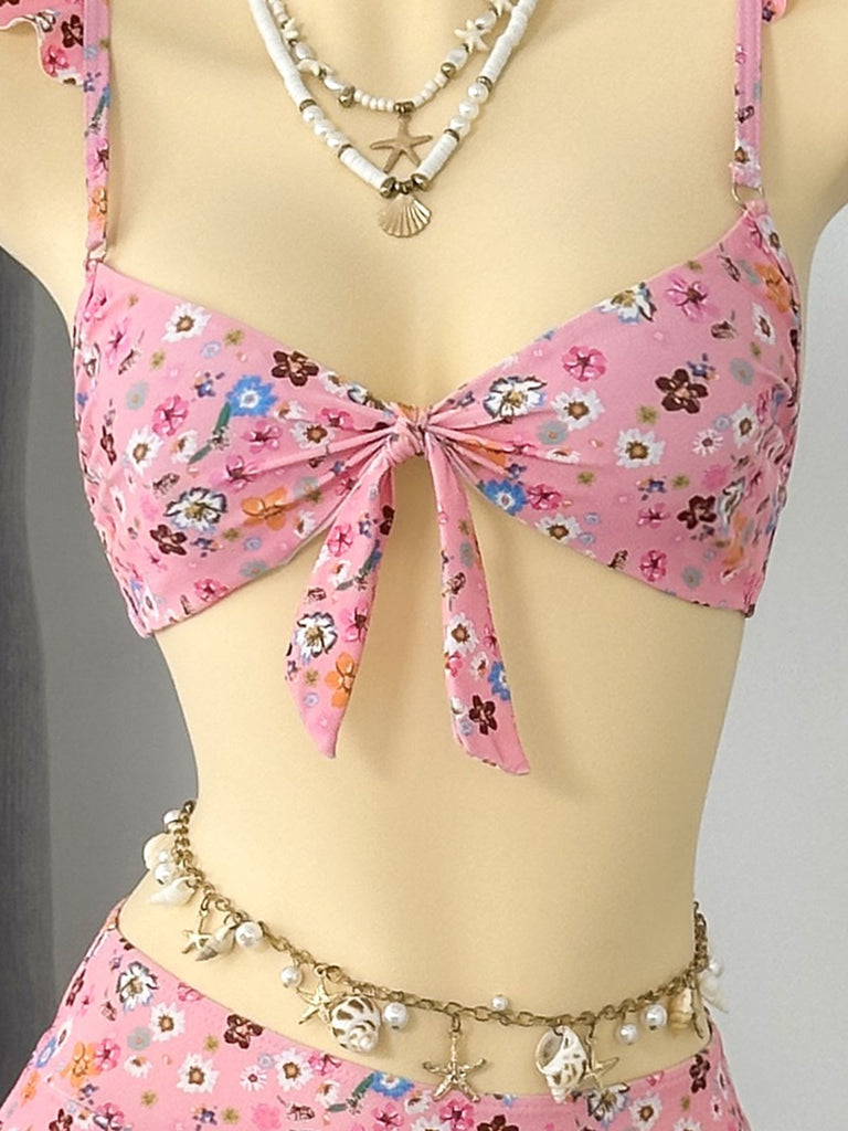 40er Bikini-Set mit Ditsy-Blumen und Rüschen