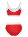 Tankini-Set mit Lochstickerei, hohem Bund und Farbblock-Design aus den 1940er Jahren – Vintage-Mode, Retro-Stil