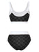 Tankini-Set mit Lochstickerei, hohem Bund und Farbblock-Design aus den 1940er Jahren – Vintage-Mode, Retro-Stil