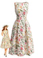 40er Ärmelloses Kleid mit Blumen-Print und Bootskragen