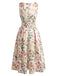 40er Ärmelloses Kleid mit Blumen-Print und Bootskragen