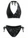 1940er Blumen Drucken Halfter Bikini-Set
