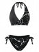 1940er Blumen Drucken Halfter Bikini-Set