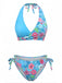 1940er Blumen Drucken Halfter Bikini-Set