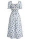 40er Midikleid mit Puffärmel und Blumen