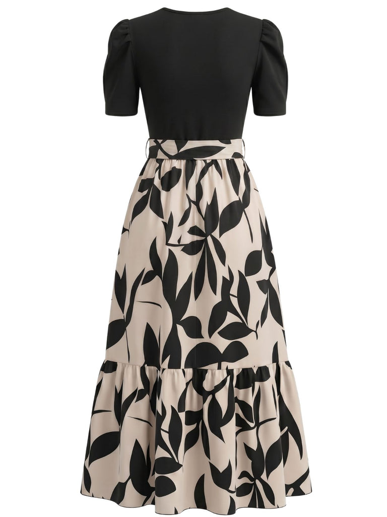 40er Kleid mit Blumen und Gürtel