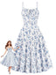 40er Swingkleid mit Spaghettiträger und Blumen