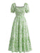 40er Kleid mit Eckiger Ausschnitt und Blumen