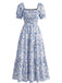 40er Kleid mit Eckiger Ausschnitt und Blumen