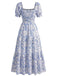 40er Kleid mit Eckiger Ausschnitt und Blumen
