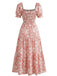 40er Kleid mit Eckiger Ausschnitt und Blumen