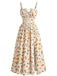 40er Midikleid mit Blumen und Vorderbindung