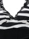 Schwarzer & Weißer 40er Netz-Badeanzug mit Print und Zebra