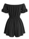 Unifarbener Jumpsuit im Stil der 1940er Jahre mit schulterfreiem Rock, Rüschenärmeln und geraffter Taille – Vintage-Jumpsuit, Retro-Mode