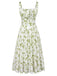 40er Midikleid mit Eckiger Ausschnitt und Blumen