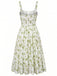 40er Midikleid mit Eckiger Ausschnitt und Blumen