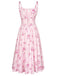 40er Midikleid mit Eckiger Ausschnitt und Blumen