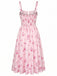 40er Midikleid mit Eckiger Ausschnitt und Blumen