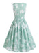 40er Ärmelloses Kleid mit Blumen und Plissee