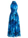 40er Ärmelloses Kleid mit Blumen und Batik
