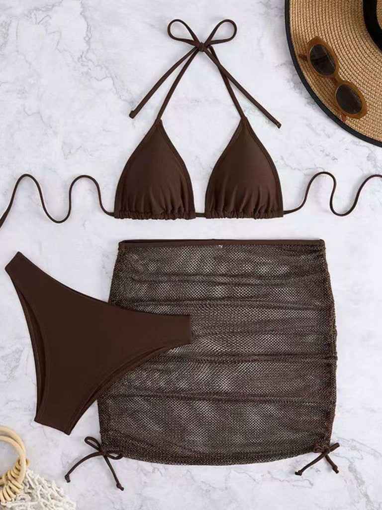 1940er Uni Halter Bikini Set & Häkel Cover-Up
