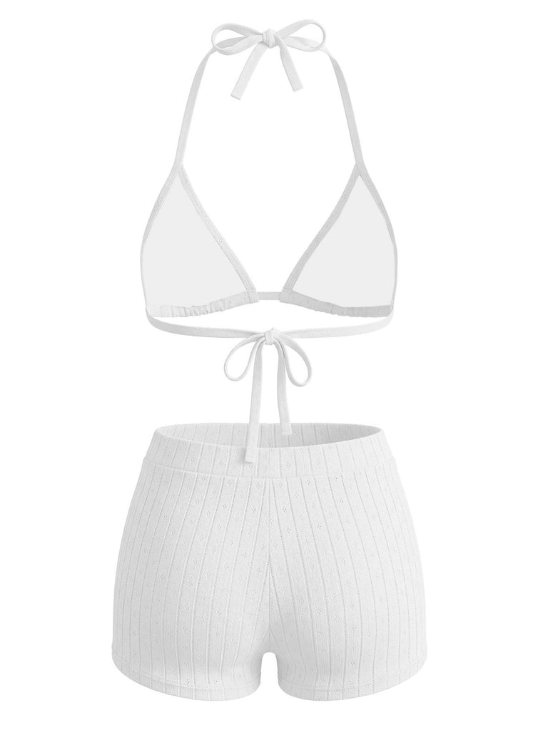 40er Bikini-Set & Shorts mit Neckholder und Triangle