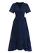 40er Wickelkleid mit V-Ausschnitt und Rüschen