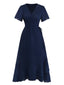 40er Wickelkleid mit Struktur und Rüschensaum