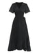 40er Wickelkleid mit V-Ausschnitt und Rüschen