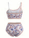 50er Bikini-Set & Shorts mit One-Shoulder und Blumen