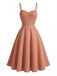 50er Baumwoll-Swingkleid mit Spaghettiträger und Jacquard