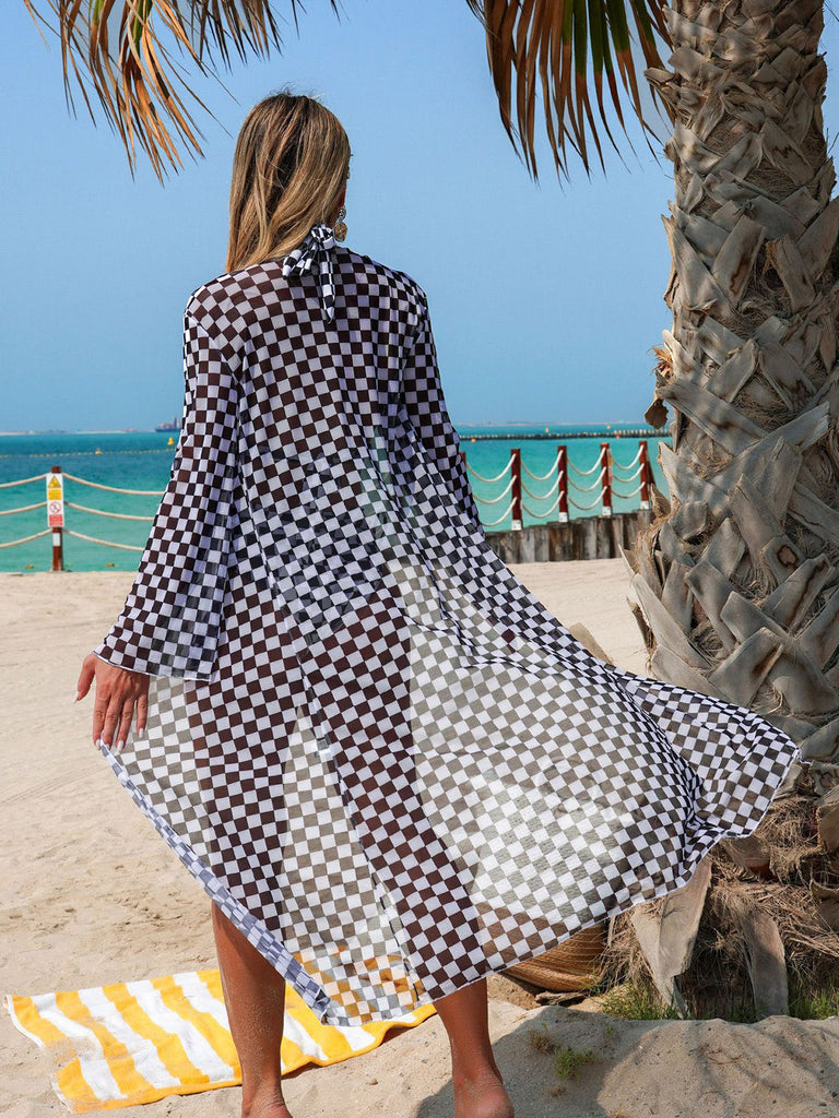 50er Bikini-Set & Cover-Up mit Neckholder und Print