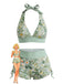 50er Bikini-Set & Shorts mit Neckholder und Hohe Taille