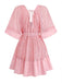 70er Kleid mit V-Ausschnitt und Patchwork