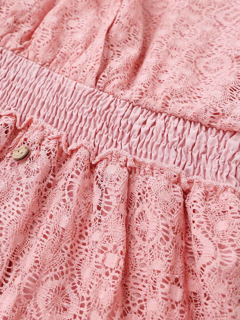 70er Kleid mit V-Ausschnitt und Patchwork